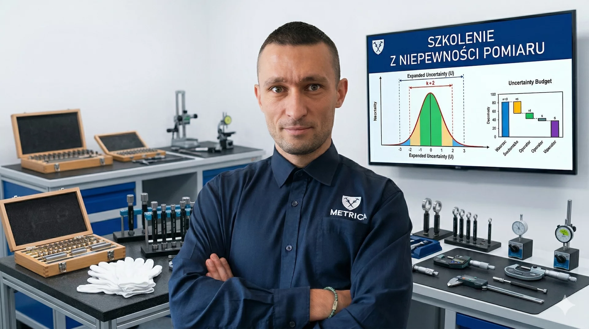 Artur Kopa in a dimensional metrology training laboratory