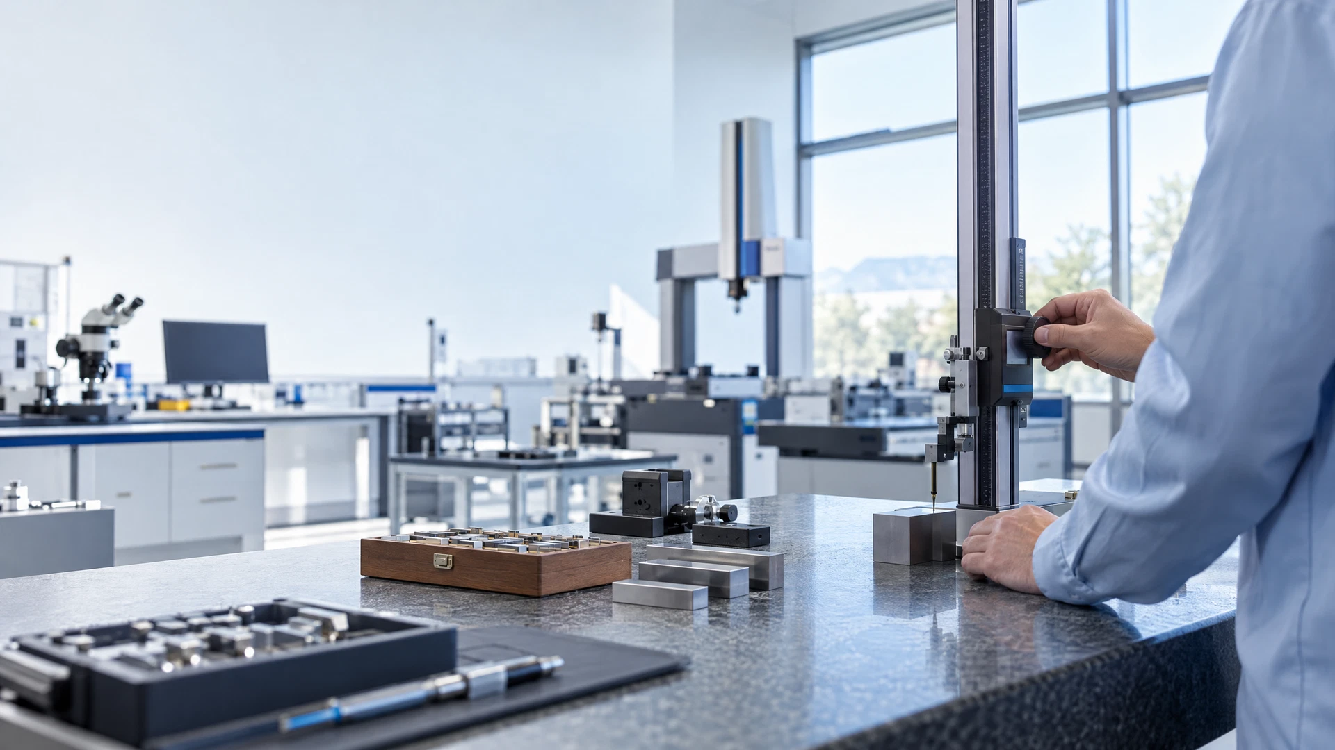 Precision dimensional measurement in a bright calibration laboratory